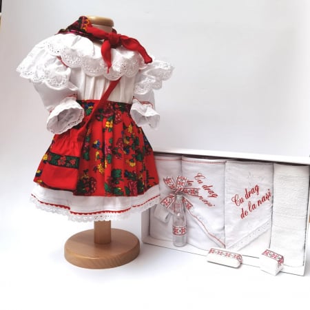 Set botez - Set Botez Traditional - Adeline 5 - 2 piese / costumas si trusou brodat