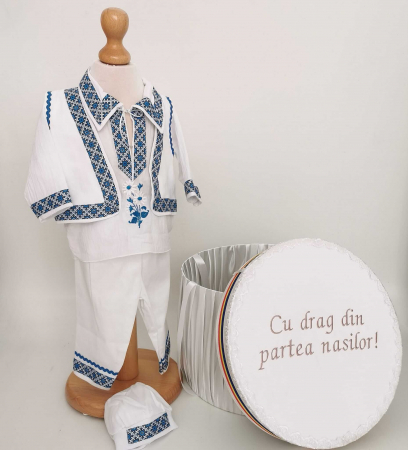 Set botez - Set Botez Traditional Raul 28 – 2 piese / costumas traditional si cufar brodat botez