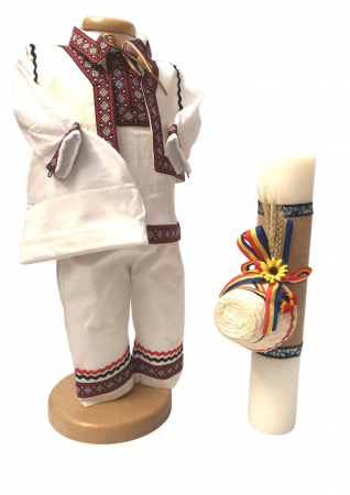 Set botez - Set Botez Traditional Adi 2 : lumanare Botez Traditional si costumas traditional