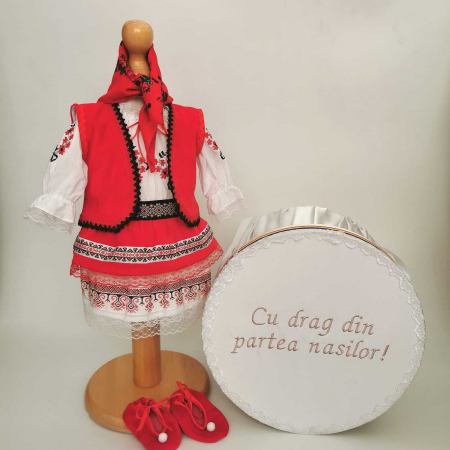 Set botez - Set Botez Traditional – Costum Traditional Muna 13 - 2 piese / costumas si cutie botez