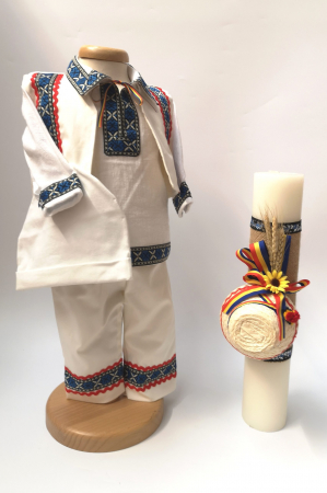 Set botez - Set Botez Traditional Adi 5 – 2 piese / costumas traditional si lumanare Botez Traditional