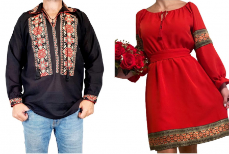 Set Cuplu Traditional 78 / Camasa Traditionala si Rochie cu motive traditionale [1]