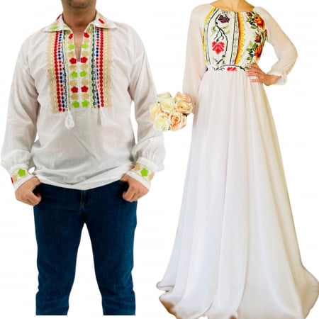 Set Cuplu Traditional 220 / Camasa Traditionala si Rochie cu motive traditionale [1]
