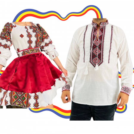 Set Cuplu Traditional 318 / Camasa Traditionala si Rochie cu motive traditionale [1]