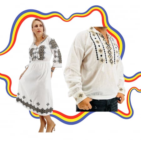 Set cuplu - Set Cuplu Traditional 406 / Camasa Traditionala si Rochie Traditionala
