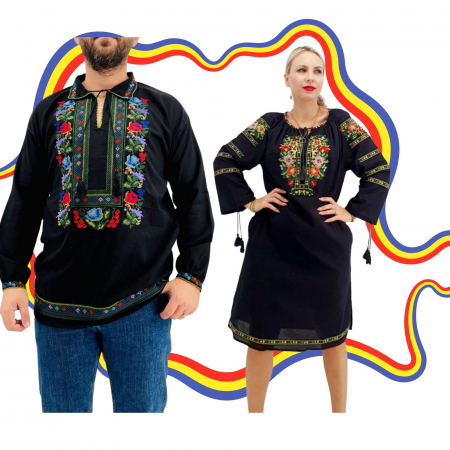 Set cuplu - Set Cuplu Traditional 397 / Camasa Traditionala si Rochie Traditionala