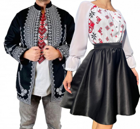 Set cuplu - Set Cuplu Traditional 399 / SacouTraditional si Rochie Traditionala