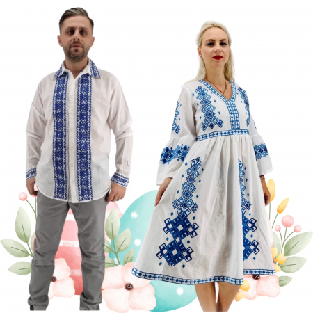Set cuplu - Set Cuplu Traditional 511 / Camasa Traditionala si Rochie Traditionala
