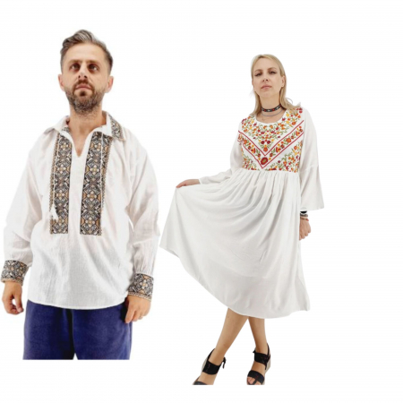 Set cuplu - Set Cuplu Traditional 561 / Camasa Traditionala si Rochie Traditionala
