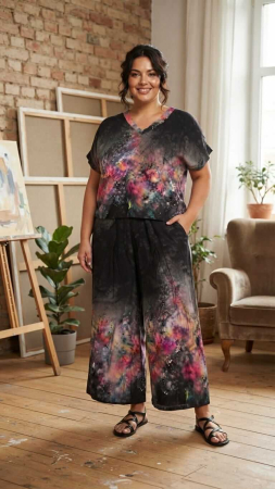 Compleu - Set două piese din viscoză cu nasturi decorativi – model VENETO 5