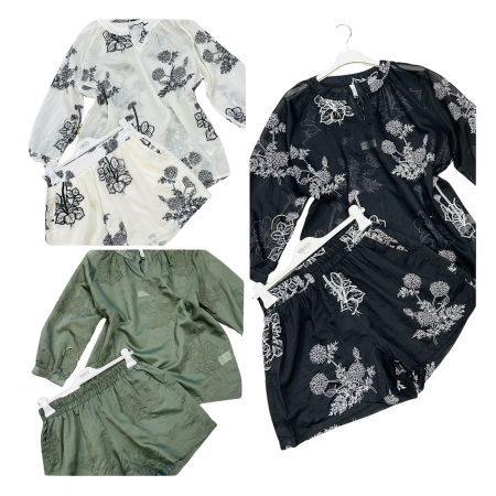 Set “Flori de Mătase” - Bluză și pantaloni scurți brodați [3]