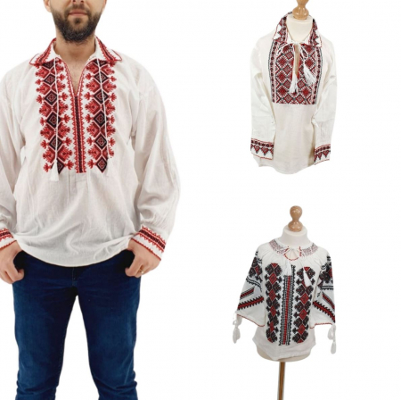 Set intreaga familie - Set Familie Traditionala 152 / Camasi traditionale cu broderie
