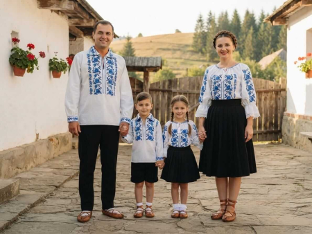 Set intreaga familie - Set Familie Traditionala 396 / Camasi traditionale cu broderie