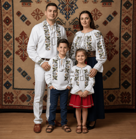 Set intreaga familie - Set Familie Traditionala 400 / Camasi traditionale cu broderie