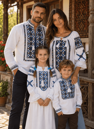 Set intreaga familie - Set Familie Traditionala 401 / Camasi traditionale cu broderie