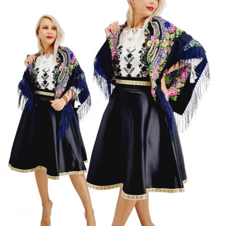 Costume populare - Set stilizat traditional format din ie, fusta si batic