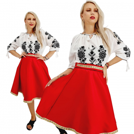 Costume populare - Set stilizat traditional format din ie si fusta 02