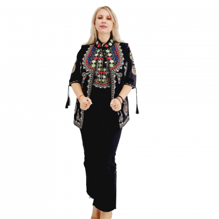 Традиционни костюми - Set stilizat traditional format din ie si vesta Robertina