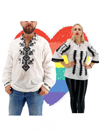 Set cuplu - Set Traditional Cuplu 156 / Camasi traditionale cu broderie