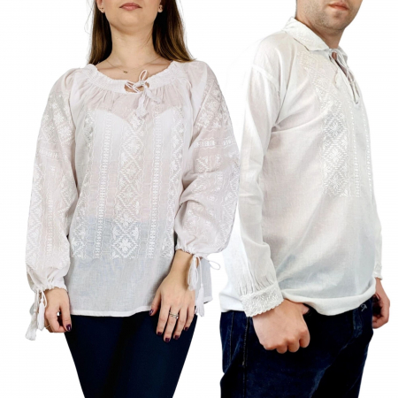 Set cuplu - Set Traditional Cuplu 219 / Camasi traditionale cu broderie