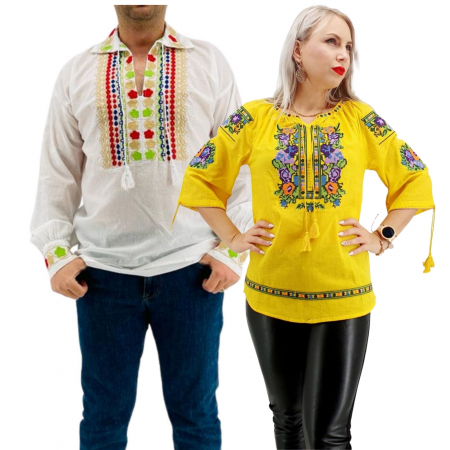 Set cuplu - Set Traditional Cuplu 221 / Camasi traditionale cu broderie