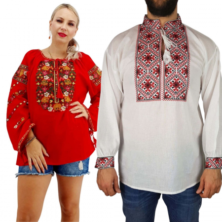 Set cuplu - Set Traditional Cuplu 275 / Camasi traditionale cu broderie