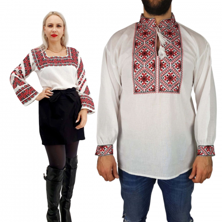 Set cuplu - Set Traditional Cuplu 277 / Camasi traditionale cu broderie