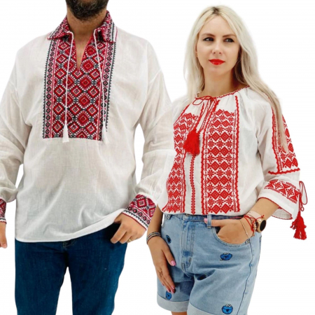 Set cuplu - Set Traditional Cuplu 283 / Camasi traditionale cu broderie