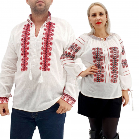 Set cuplu - Set Traditional Cuplu 285 / Camasi traditionale cu broderie