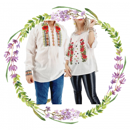 Set cuplu - Set Traditional Cuplu 295 / Camasi traditionale cu broderie