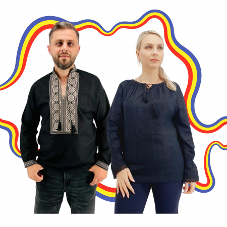 Set cuplu - Set Traditional Cuplu 362 / Camasi traditionale cu broderie