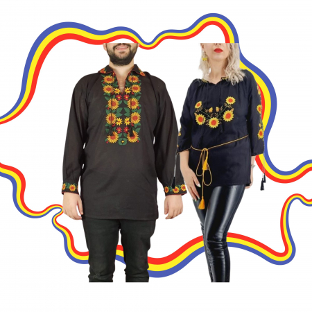 Set cuplu - Set Traditional Cuplu 364 / Camasi traditionale cu broderie