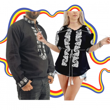 Set cuplu - Set Traditional Cuplu 365 / Camasi traditionale cu broderie