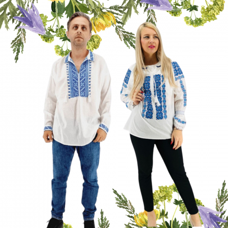 Set cuplu - Set Traditional Cuplu 532 / Camasi traditionale cu broderie