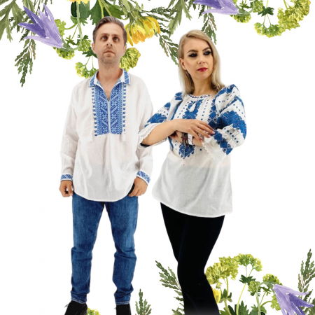 Set cuplu - Set Traditional Cuplu 533 / Camasi traditionale cu broderie