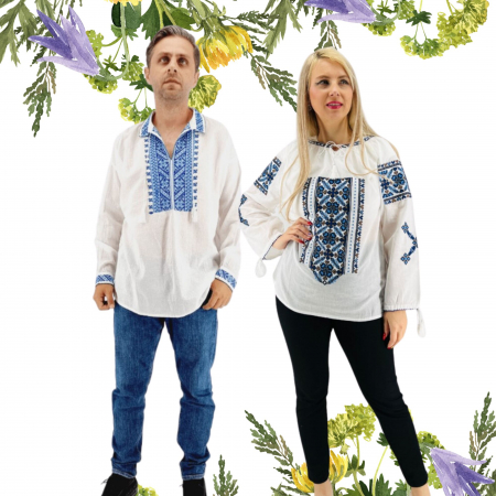 Set cuplu - Set Traditional Cuplu 534 / Camasi traditionale cu broderie