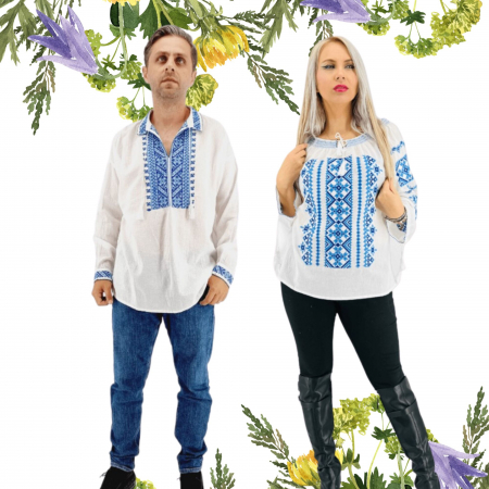 Set cuplu - Set Traditional Cuplu 535 / Camasi traditionale cu broderie