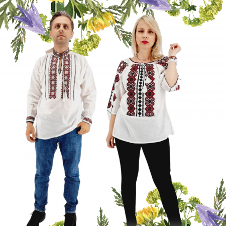 Set cuplu - Set Traditional Cuplu 536 / Camasi traditionale cu broderie