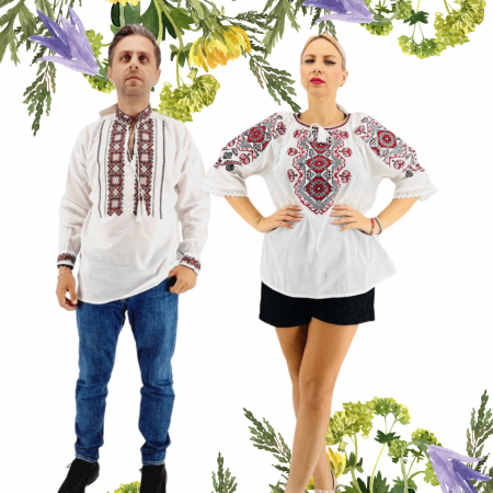 Set cuplu - Set Traditional Cuplu 539/ Camasi traditionale cu broderie