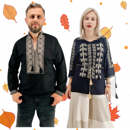 Set cuplu - Set Traditional Cuplu 575 / Camasi traditionale cu broderie