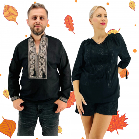Set cuplu - Set Traditional Cuplu 576 / Camasi traditionale cu broderie