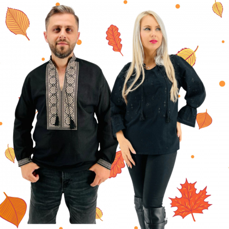 Set cuplu - Set Traditional Cuplu 577 / Camasi traditionale cu broderie