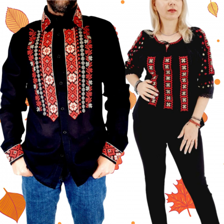 Комплект за двойка - Set Traditional Cuplu 579 / Camasi traditionale cu broderie