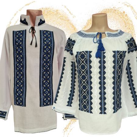 Set cuplu - Set Traditional Cuplu 587 / Camasi traditionale cu broderie