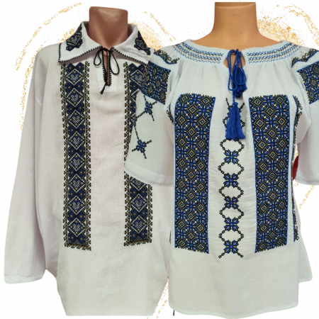 Set cuplu - Set Traditional Cuplu 589 / Camasi traditionale cu broderie