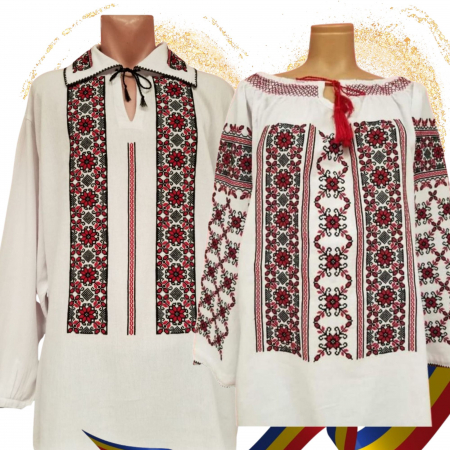 Set cuplu - Set Traditional Cuplu 590 / Camasi traditionale cu broderie