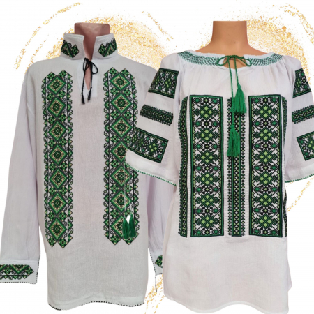 Set cuplu - Set Traditional Cuplu 588 / Camasi traditionale cu broderie