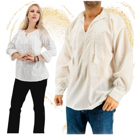 Set cuplu - Set Traditional Cuplu 592 / Camasi traditionale cu broderie