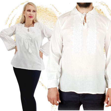 Set cuplu - Set Traditional Cuplu 594 / Camasi traditionale cu broderie