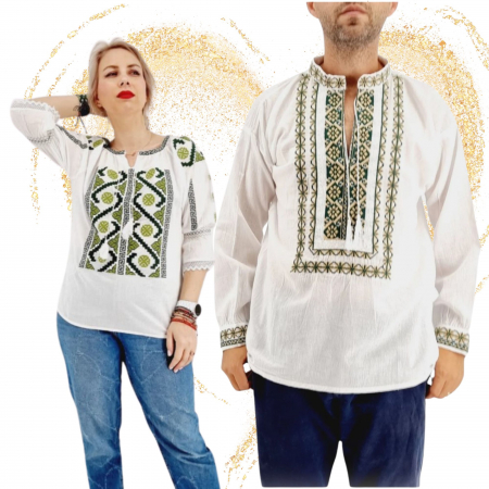 Set Traditional - Set Traditional Cuplu 598 / Camasi traditionale cu broderie